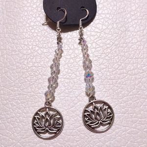 Lotus Flower Dangle Earrings